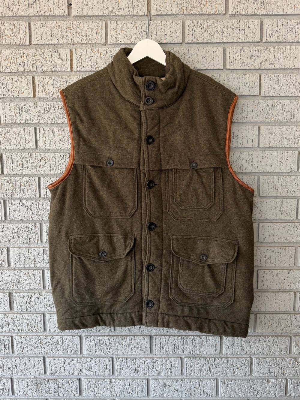 Vintage Polo Ralph Lauren Quilted Plaid Lined Hunting Game Vest Olive Large